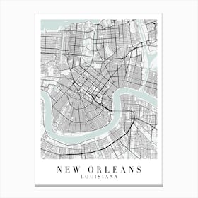 New Orleans Louisiana Street Map Minimal Color Canvas Print