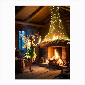 Fairy at the fireplace Canvas Print
