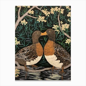 Art Nouveau Birds Poster Duck 1 Canvas Print