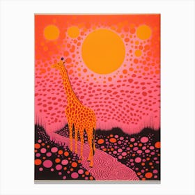 Giraffe In The Sunset Orange Tones 3 Canvas Print