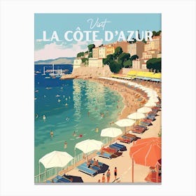 Cote D Azur France Travel Poster 1 Canvas Print