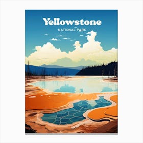 Yellowstone National Park Hot Spring Modern Travel Art Canvas Print