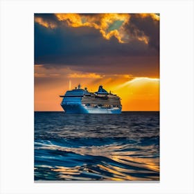 Cruise Ship At Sunset-Reimagined 1 Canvas Print