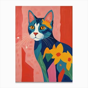 Cat With Flowers 5 Canvas Print