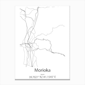 Morioka,Japan Minimalist Map Canvas Print