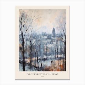 Winter City Park Poster Parc Des Buttes Chaumont Paris France 3 Canvas Print