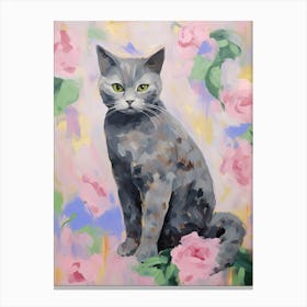 A British Shorthair, Cat Painting, Impressionist Painting 3 Canvas Print
