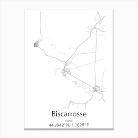 Biscarrosse,France Minimalist Map Canvas Print