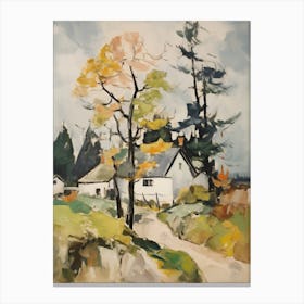 Small Cottage Countryside Farmhouse Painting 5 Canvas Print