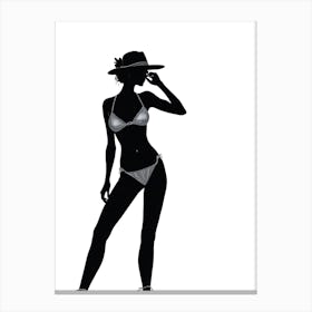 Silhouette Of Woman In Bikini Canvas Print