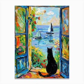 Cat Looking Out The Window 2 Canvas Print