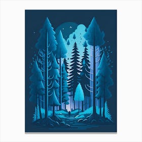 A Fantasy Forest At Night In Blue Theme 70 Canvas Print