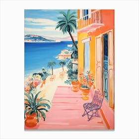 Costa Smeralda, Sardinia   Italy Beach Club Lido Watercolour 7 Canvas Print