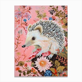 Floral Animal Painting Hedgehog 3 Canvas Print
