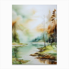 Watercolor Of A Lake 5 Canvas Print