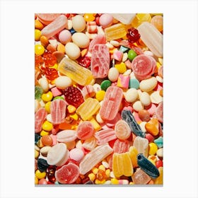 Retro Candy Rainbow Pattern Canvas Print