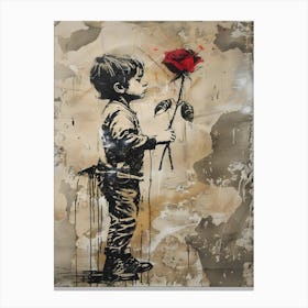 Little Boy Rose Banksy Art Canvas Print