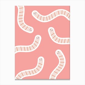 Worms On Pink Background Canvas Print