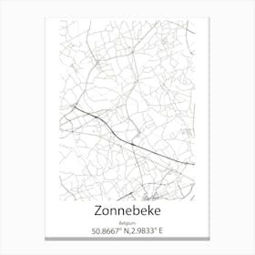 Zonnebeke,Belgium Minimalist Map Canvas Print