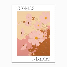 Cosmos In Bloom Flowers Bold Illustration 3 Canvas Print