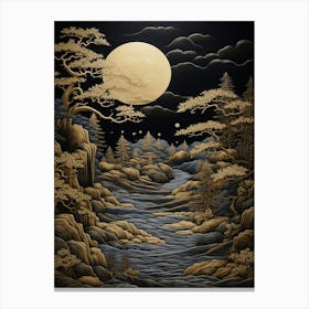 Moonlight Over The River 4 Canvas Print