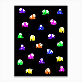 Panda Bears Rainbow Brights Canvas Print