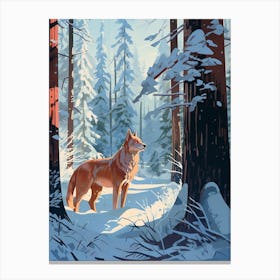 Winter Red Wolf 1 Illustration Canvas Print