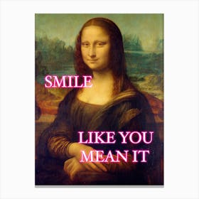 Mona Lisa Neon Smile Canvas Print