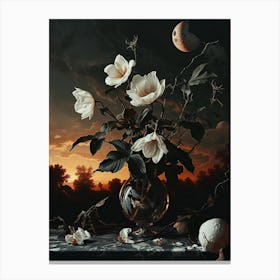Baroque Floral Still Life Moonflower 3 Canvas Print