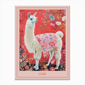 Floral Animal Painting Llama 2 Poster Canvas Print