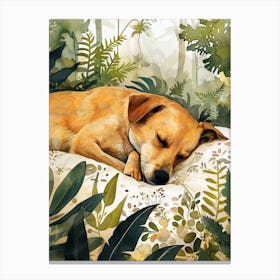 Dog Sleeping In The Jungle animal Dog's life Canvas Print