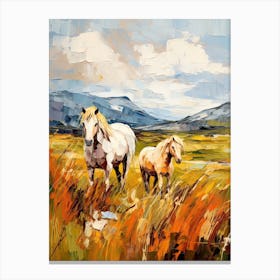 Horses Painting In Scottish Highlands, Scotland 3 Canvas Print