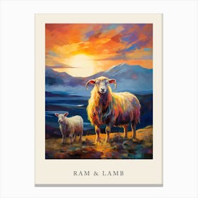 Ram & Lamb In The Highlands At Sunset Canvas Print