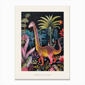 Colourful Dinosaur In The Wild Painting 2 Poster Canvas Print