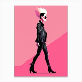 Girl In Black And Pink Canvas Print