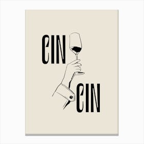 Cin Cin Wine, Vino Line Art Illustration Canvas Print