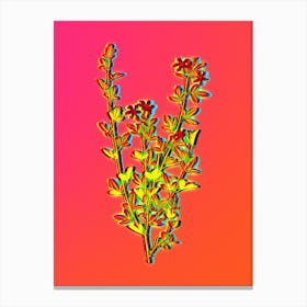 Neon Yellow Jasmine Flowers Botanical in Hot Pink and Electric Blue n.0591 Canvas Print