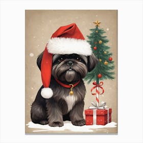 Christmas Shih Tzu Dog Wear Santa Hat (10) Canvas Print