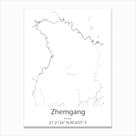 Zhemgang,Bhutan Minimalist Map Canvas Print