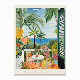 Poster Of Miami Beach, Florida, Matisse And Rousseau Style 6 Canvas Print
