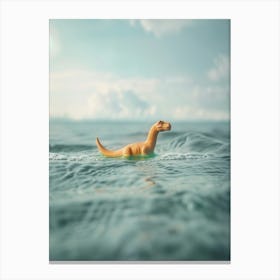 Toy Dinosaur Swimming In The Ocean Canvas Print