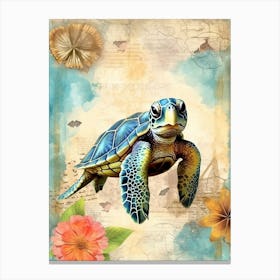Beach House Sea Turtle  14 Canvas Print