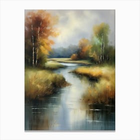 Autumn forest river.Printable Wall Art, Vintage Landscape, Farmhouse Wall Decorations, Vintage Landscape Oil Painting.10 Canvas Print