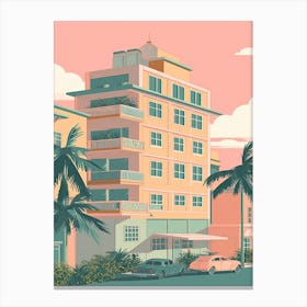 Miami Florida Usa Travel Illustration 2 Canvas Print