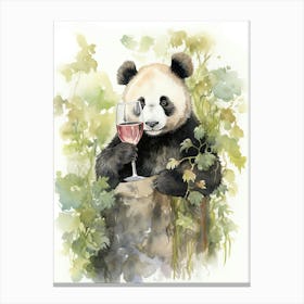 Panda Art Scuba Diving Watercolour 1 Canvas Print