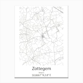 Zottegem,Belgium Minimalist Map Canvas Print