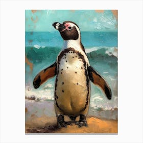 Galapagos Penguin St Andrews Bay Colour Block Painting 3 Canvas Print