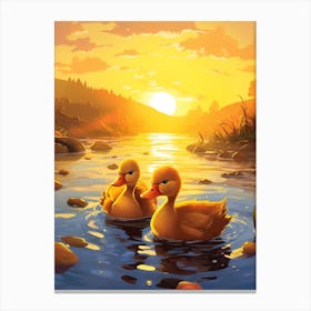 Animated Sunrise Ducks 1 Canvas Print