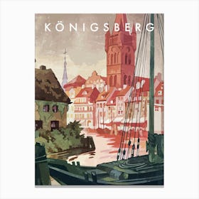 Konigsberg, Prussia, Germany — Retro travel minimalist art poster 2 Canvas Print