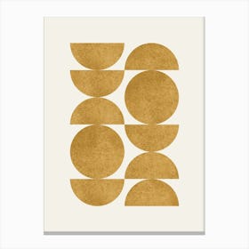 Scandinavian Pattern Half-moon Circle Abstract Minimalist - Gold Yellow Canvas Print